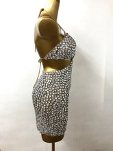Glisten Full Silver Rhinestones Bra Mini Dress